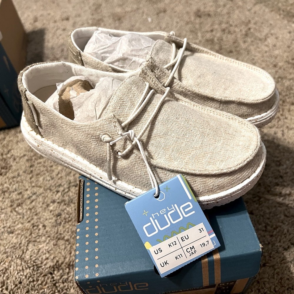Hey Dudes, Girls, Size K12, Brand New In Box, Woven Zebra Natural